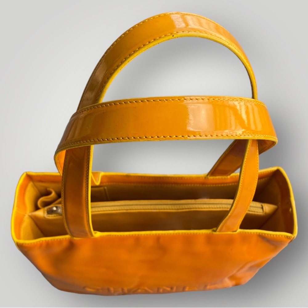 Chanel Orange Patent Leather Tote Bag - Picture 6 of 13